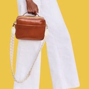Clare V. “Mirabel”Tan Leather Crossbody Bag w/braided strap
